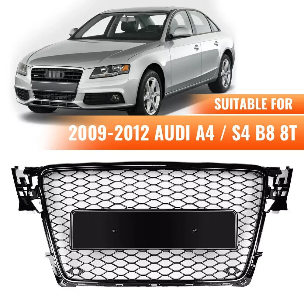 Car Front Bumper Grille Honeycomb Radiator Bumper Grille Grill Cover For Audi A4 B8 2009-2012 Grill Grille 8K0853651 (No Sign)