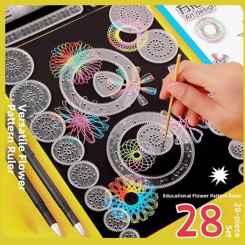 

Волшебная игрушка-линейка Ding с вращающимся механизмом, круговой держатель для ручек, инструмент для измерения художественной живописи, многоцветное развлечение для детей