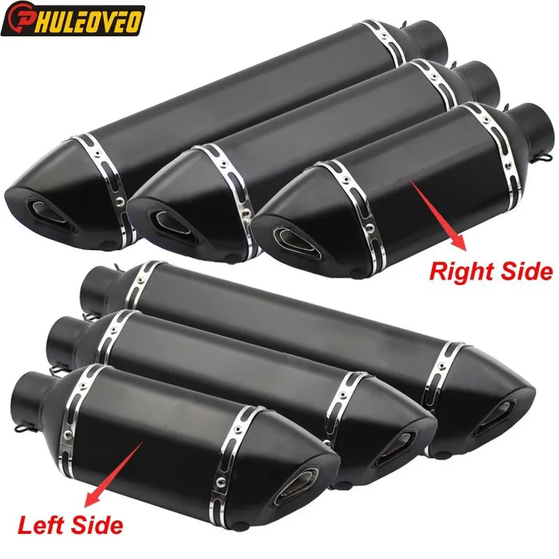 

Left Right Side Lenth 570mm/470mm/370mm Inlet 51mm 61mm Motorcycle Exhaust Muffler Escape Baffle for NINJA400 TMAX XMAX NMAX R3