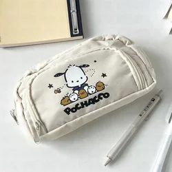 Sanrio Pochacco Anime Kawaii Pen Bag, Cute Cartoon Student Pencil Box, Estojo de papelaria, Grande Capacidade Cosmetics Storage Bag, Presentes