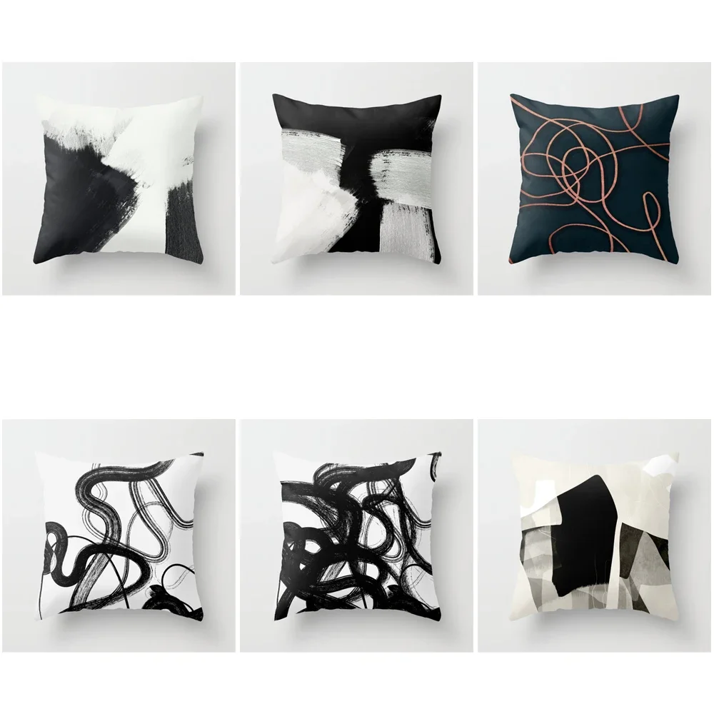 House Decorative Home Pillowcase for sofa Cushion Cover Nordic 40*40cm 40x40 50x50 60x60cm 45*45 Living Room abstract black grey