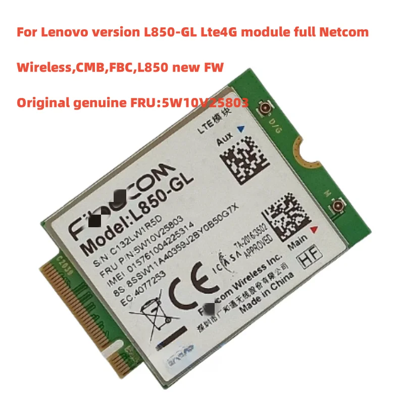 New 5W10V25803 4G L850-GL M.2 WiFi Card For Lenovo ThinkPad T14 Gen 1 T14s X13 X12 Gen1 P14s Gen1 Yoga Duet 7-13ITL6-LTE 01AX786