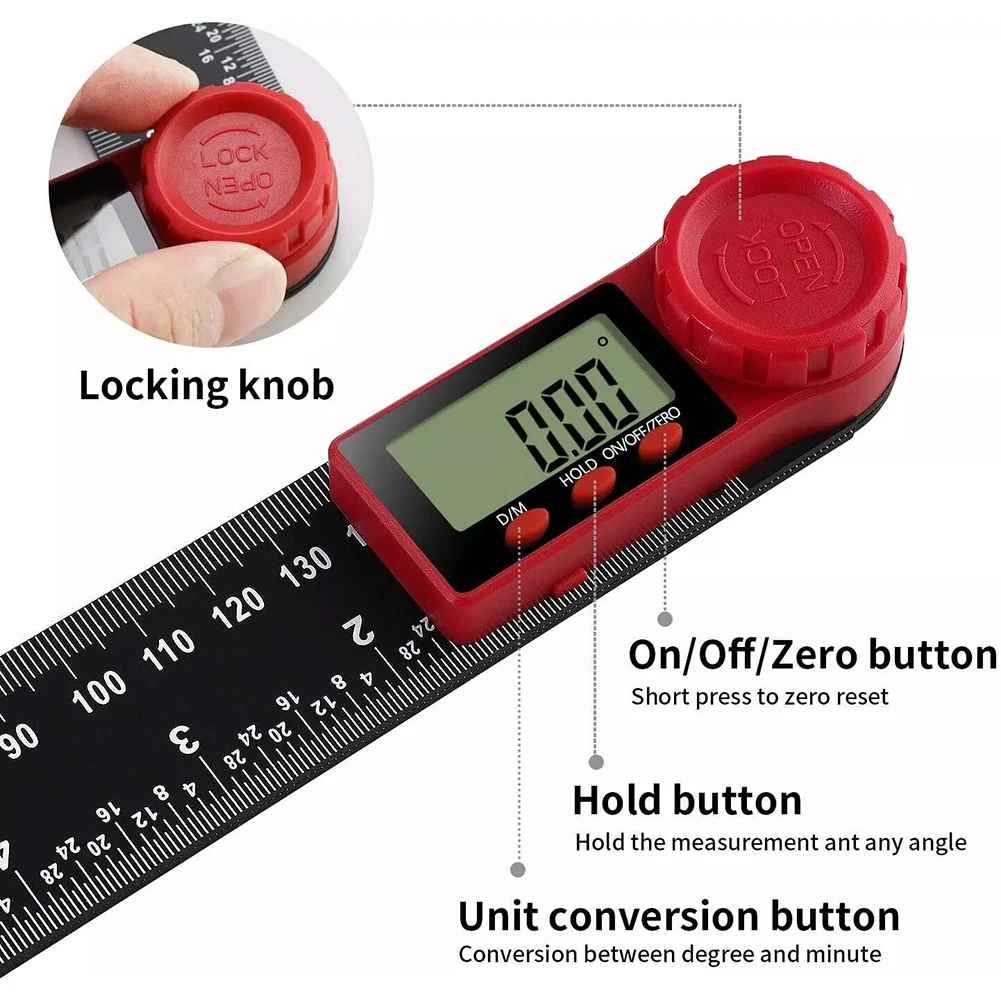 2-in-1 Digital Angle Meter Inclinometer Digital Angle Ruler Electronic Goniometer Protractor Angle Finder Measuring Tool