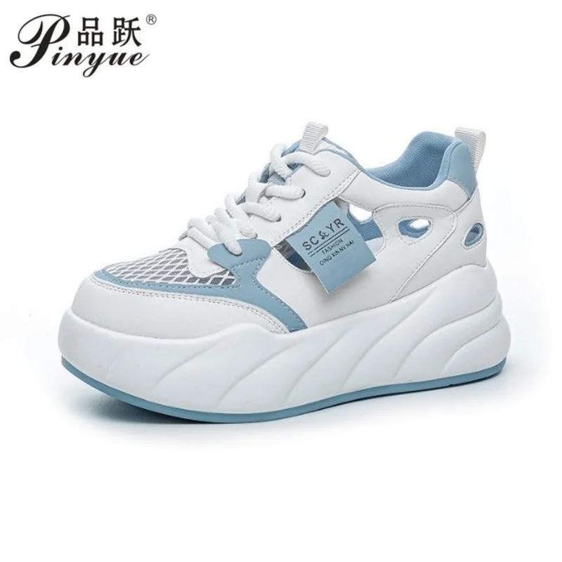 

Женские спортивные сандалии с дышащей сеткой, новые летние повседневные сандалии на танкетке, женские удобные нескользящие прогулочные туфли на толстой подошве