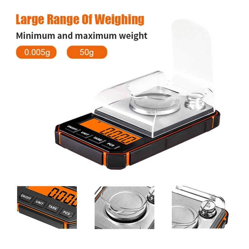BOLTIFY Electronic Digital Scale 0.001g/50gMini Scale Precision Professional Pocket Scale Milligram with 50g Calibration Weights