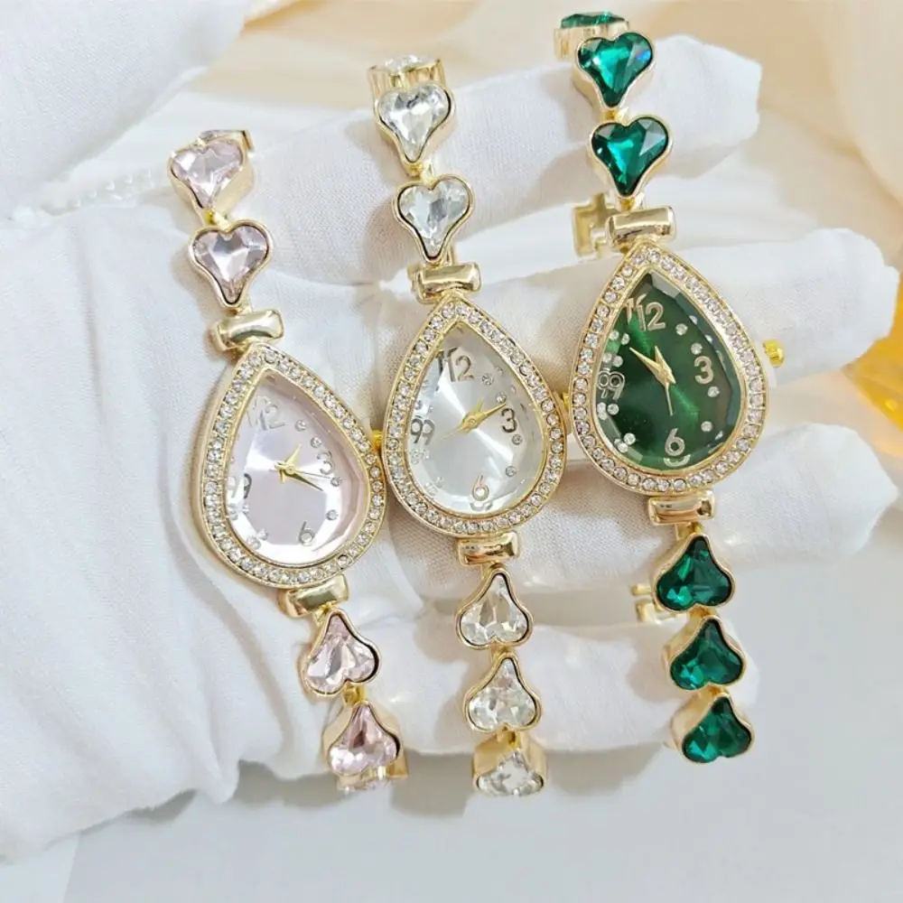 

Alloy Heart Bracelet Watch Waterdrop Shaped Case Fashion Accessory Heart Wristwatch Shiny Women's Quartz Watch Casual Occasion