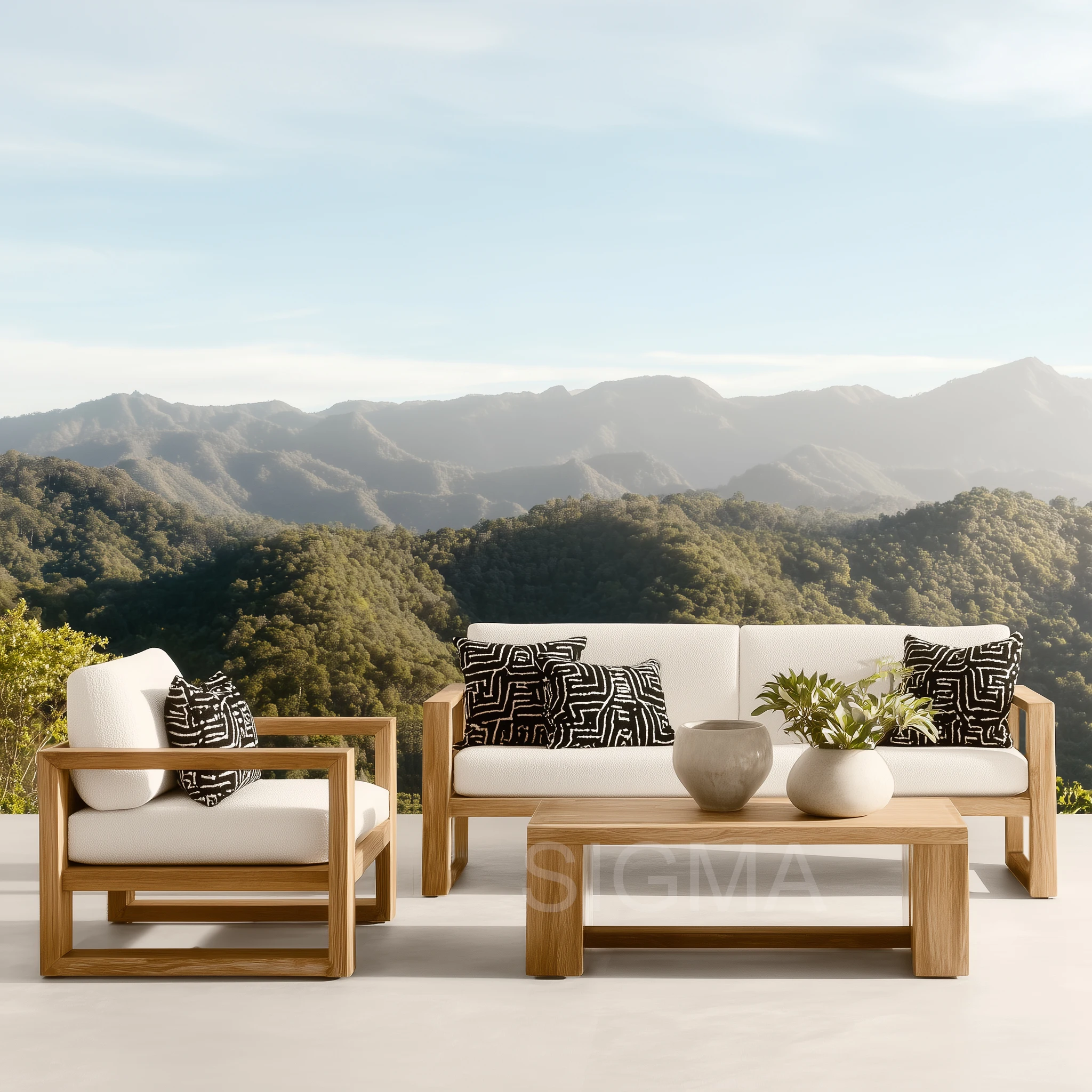 High Quality Teak Outdoor Sofa Natural Oil Rich Wood Long Lasting Garden Relaxation