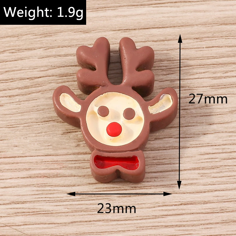 Tusember 10 Stück Niedliche Weihnachts-Dekorationen: Weihnachtsmann, Elch, Schneemann, Flache Harz-Cabochons für DIY Scrapbooking, Haarspangen und Broschen – Detail 7