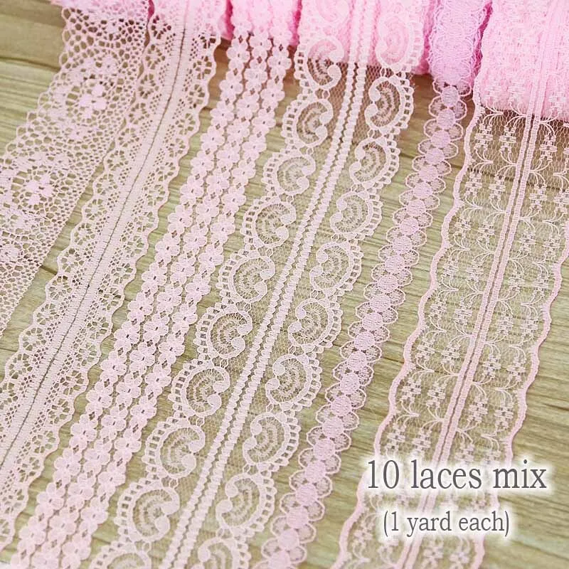 （10 lace/lot）white lace fabric Webbing Decoration Lovely gift packing Material ribbons mix