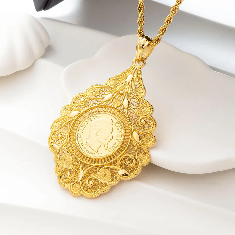 

Necklace Algerian Metal Arabic Royal Wedding Plating Pendant French Coin Beautifully Designed Robe