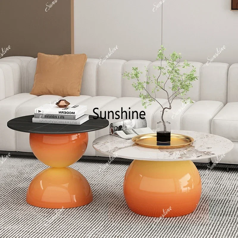

Minimalist Italian Coffee Table Modern Designer Organizer Round Unique Side Table Center Writing Meubles Postmodern Furniture