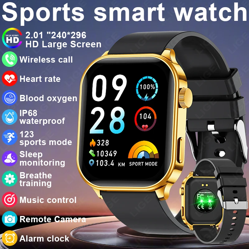 

LIGE Men Smart Watches Women Heart Rate Health Monitor Sports Fitness Tracker Bluetooth Call Waterproof Alarm Clock Smartwatch