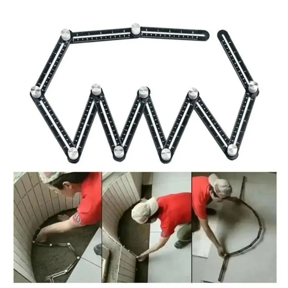 Adjustable Multi Angle Measuring Ruler Inches & Centimeters Corner Positioning 12-sides Ruler Practical Angle Finder