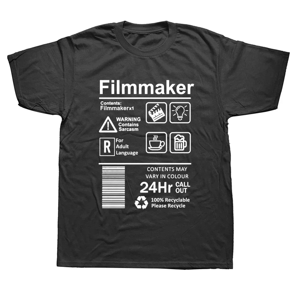 Funny Filmmaker Editing T Shirts Unisex Graphic New Cotton Birthday Gift Short Sleeve O-Neck Hip Hop Film Directors T-shirt