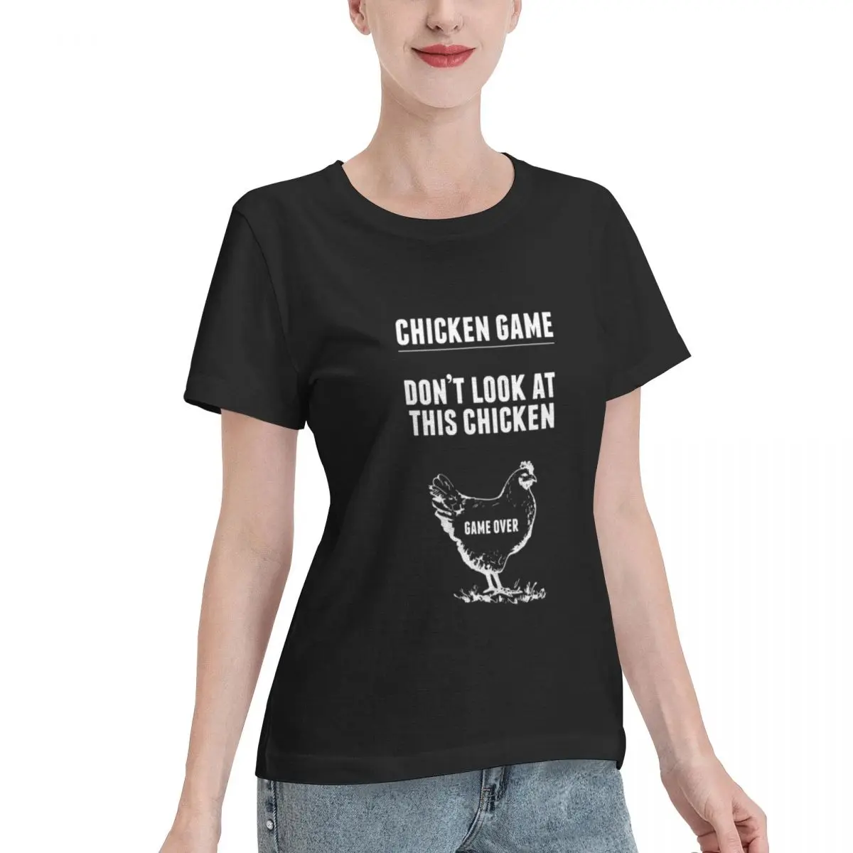 Easy To Pair Chicken Game Funny Chicken Joke Women's T-shirt Spring Outfit Comfy Daily Top