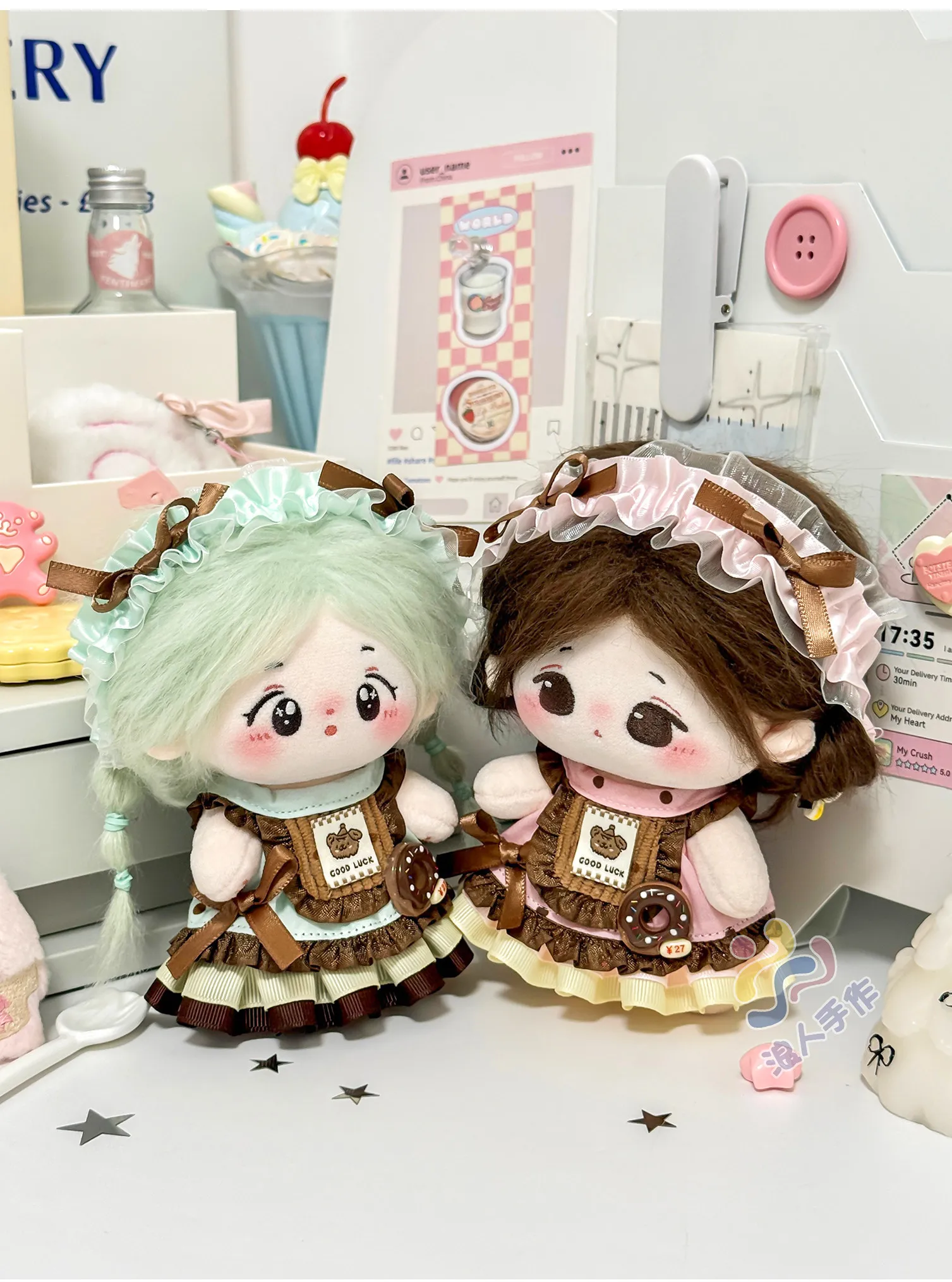 10cm Cotton Doll Clothes Mint Chocolate Strawberry Cake Series Skirt Macaron Color Palette No Attribute Clothing