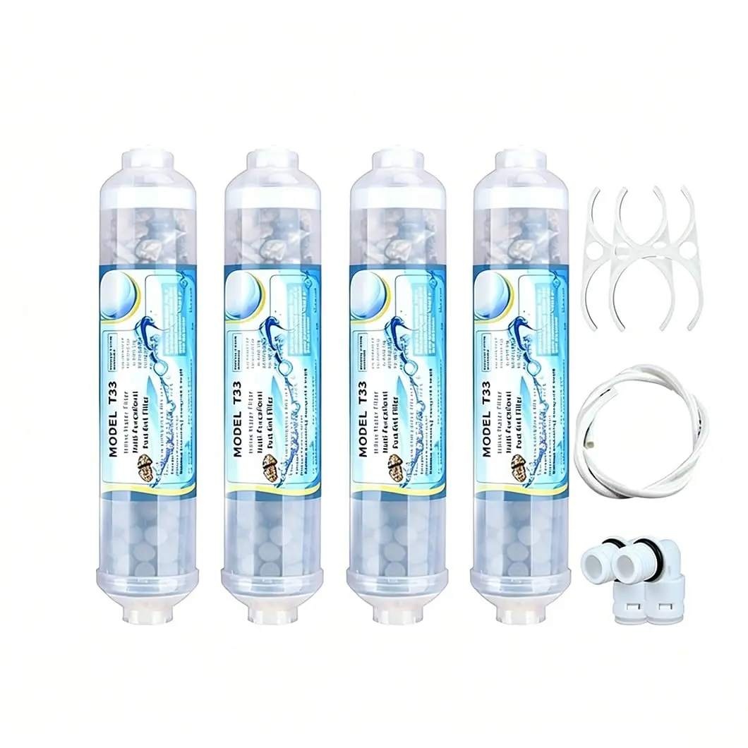 4 Pack 10 Inch Mineral Filter Cartridge 4 in 1 Alkaline Post Filter Quick Connect Replacement for RO Water Purifier