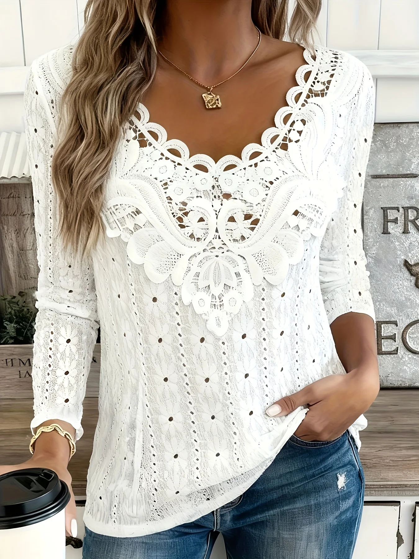 Elegant Casual Dames T-shirt Mode Los T-shirt Dames Temperament T-shirt met lange mouwen Vakantie Weekend