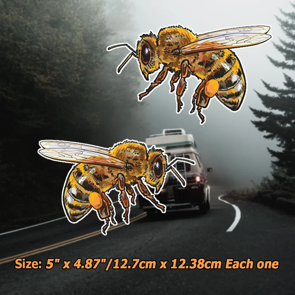 2pcs Bee Motorcycle Stickers Fuel Tank Helmet Decoration Animal Motorbike Accessories Honey Bee Waterproof Vinyl Car Stickers