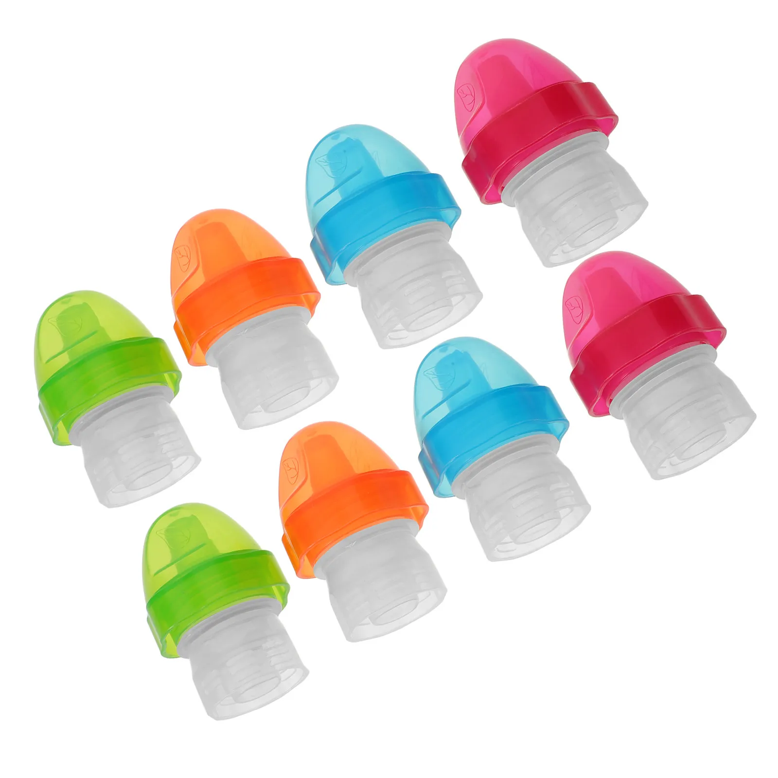 

8 шт. адаптеров-колпачков 4 цветов для отверстий 2,8 см, крышки-непроливайки для детских поильников, герметичные крышки для бутылочек для малышей - многоразовые