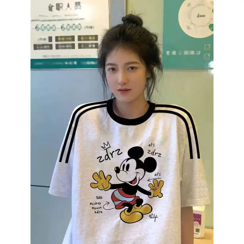 T Shirt Tops Women Mickey Print Loose T-Shirt Kawaii Cartoon Women Summer Top Harajuku Retro style Tee Shirt  Femme