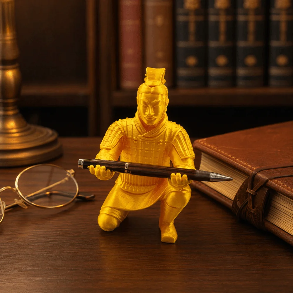 Plastic 3D Printing Pen Holder Funny Kneeling Pose Stationery Stand Non-Slip Base Stable Simulation Character Model Gift Giving