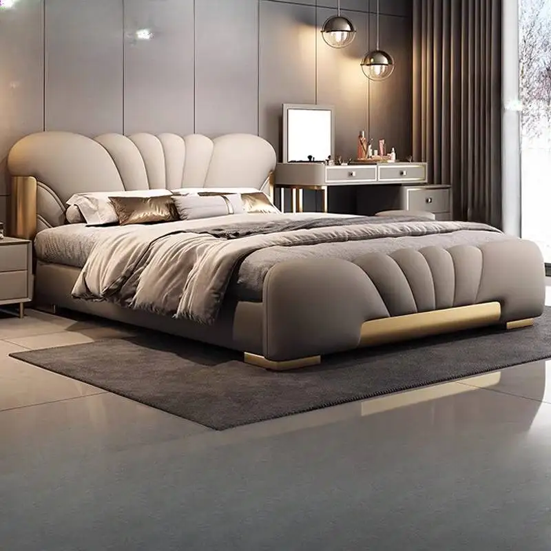 

Luxury European Double Bed Decoration Minimalist White Storage Double Bed Pliable Household Cama Matrimonial Furniture For Home