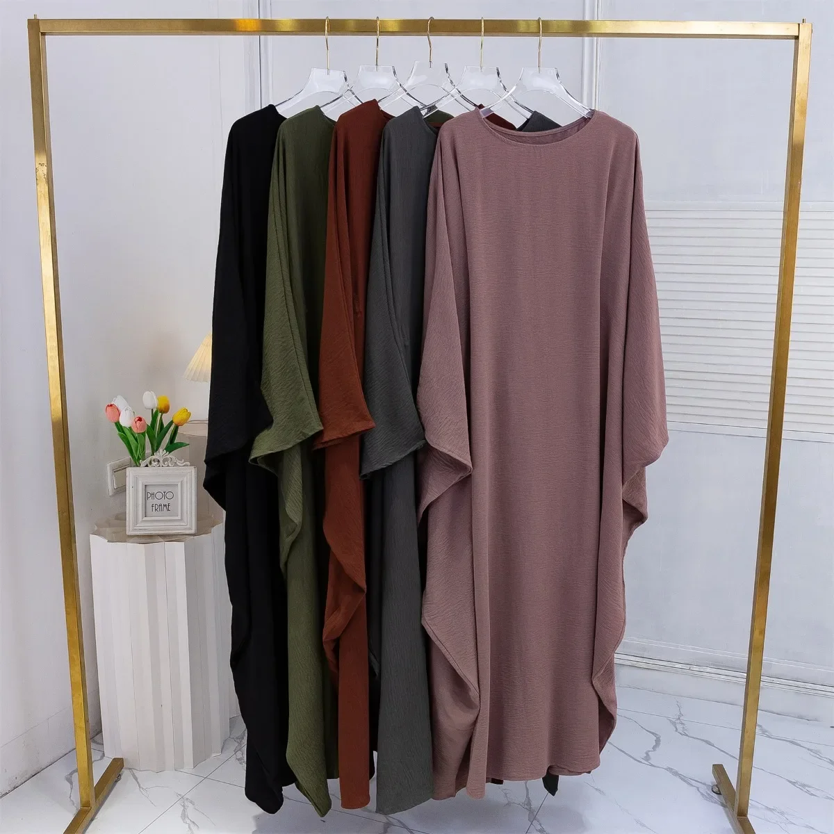 Muslim Abayas Loose Long Maxi Dresses Women Jilbabs Ramadan Dresses Muslim Islamic Dress Full Sleeve O-neck Casual Solid Abaya