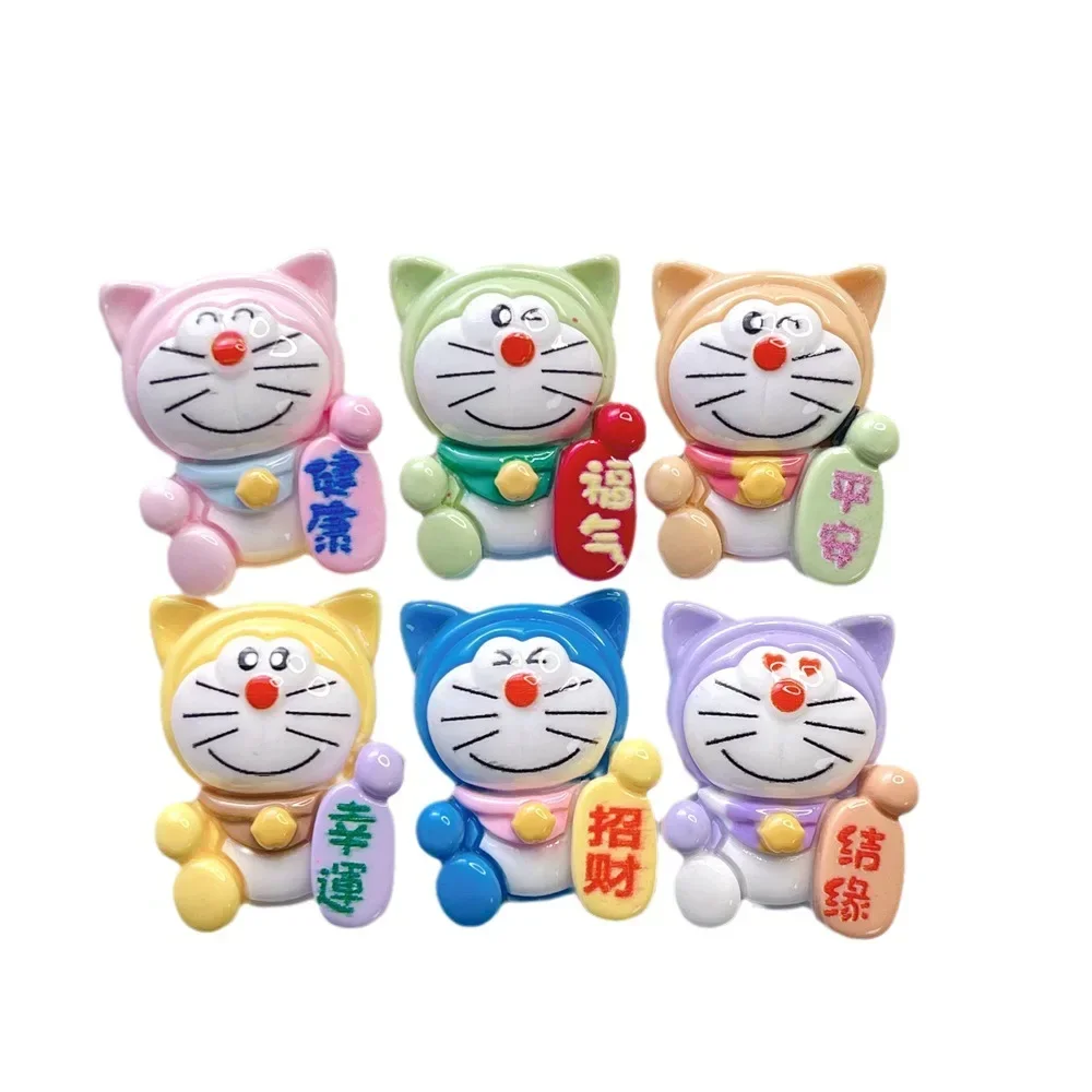 5pcs New Multi Color Cute Lucky Cat Cartoon Figure Miniature Diy Crafts Supplies Doraemon Resin Flatback Cabochons