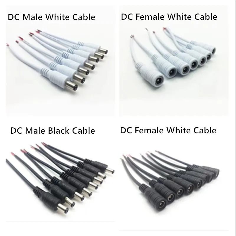 1/5/10 Pcs DC Male Female Power Plug Cable Wire 5.5x2.1mm Jack Adapter Connector Terminals For CCTV Single Color LED Strip Light