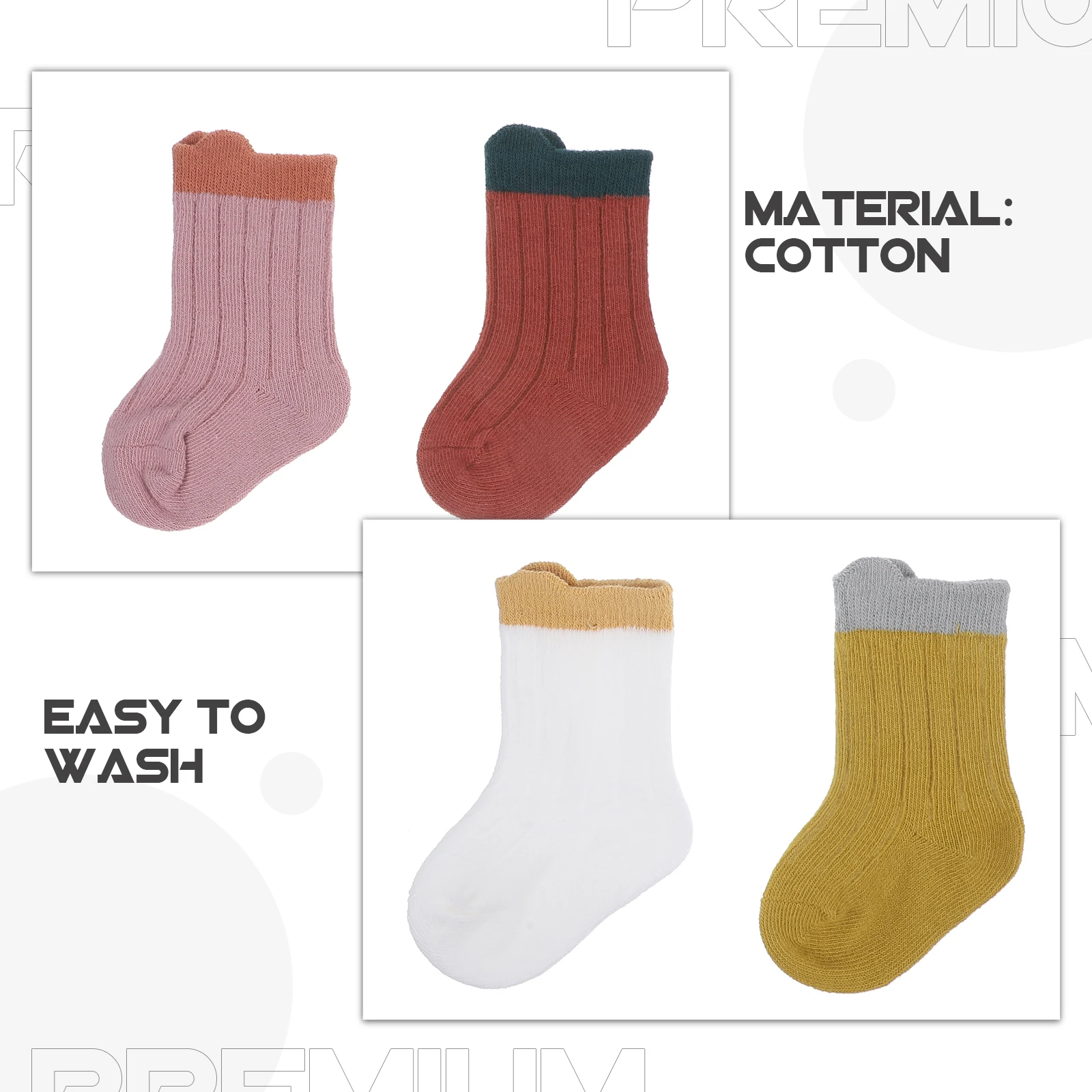 

4Pairs Children Short Socks Toddler Baby BoysGirls 0 6Months Soft Cotton Breathable Washable Infant LegWarmers