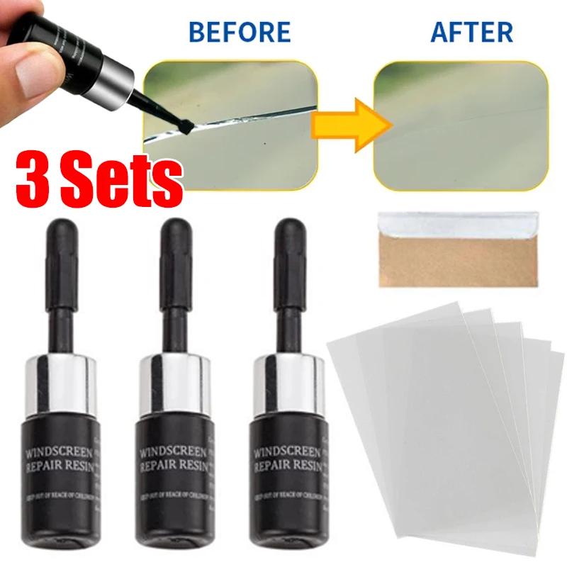 

Car Glass Scratch Repair Fluid Agent Set Car Windscreen Window Cracked Glass Nano Scratch Crack Resin Glue Repair Agent Tools