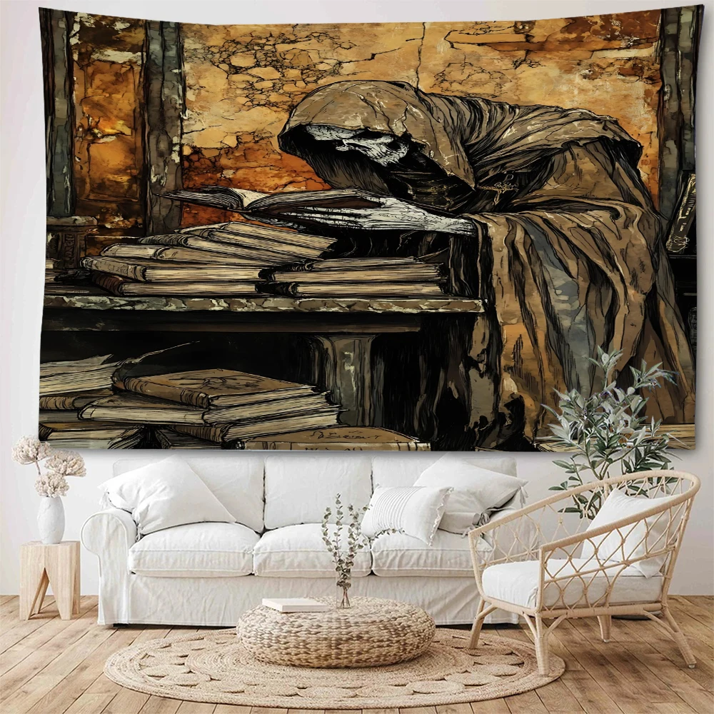 

Hell Messenger Dark Ghost Horror Skull Ghost Background Decoration Tapestry Halloween Personalized Bedroom Decoration Tapestry