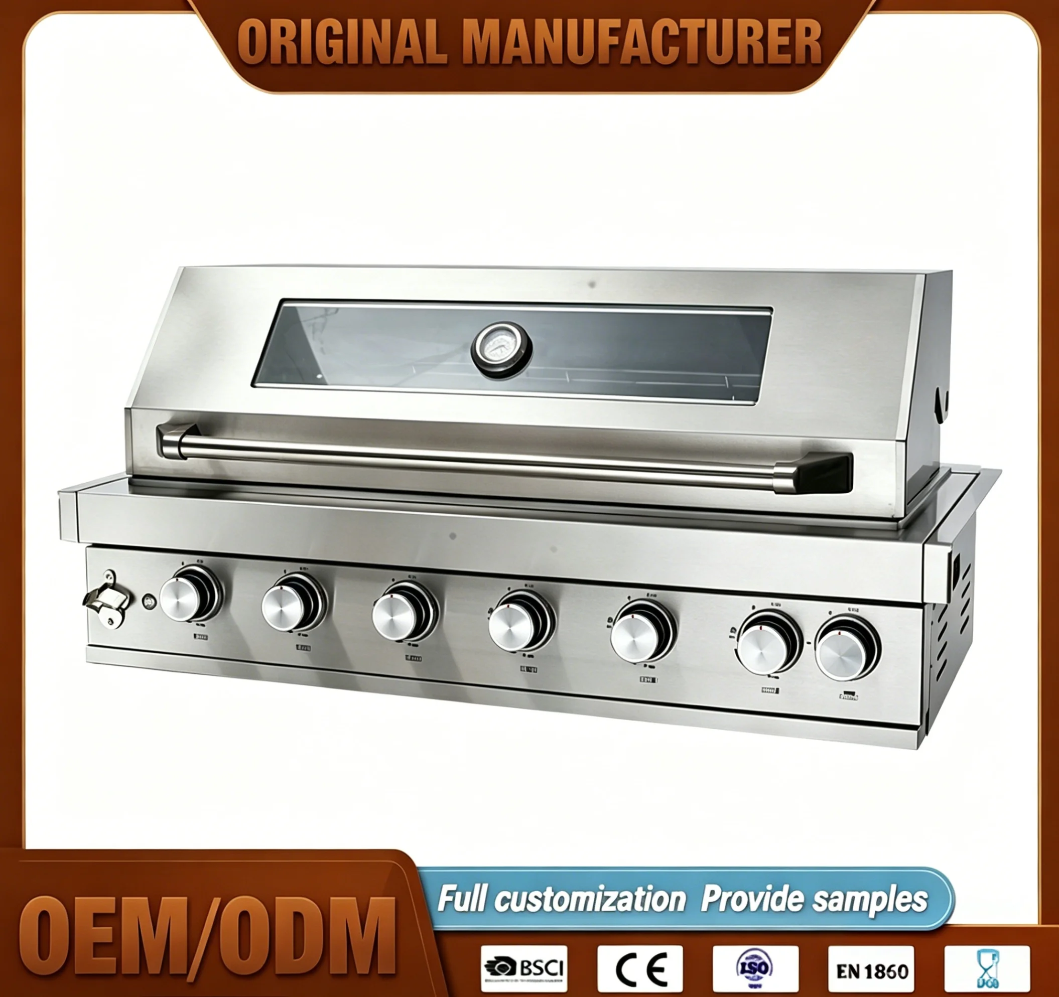 Built-In Gas BBQ Grill for Villa Courtyard Outdoor Kitchen with Convenient Charcoal Option