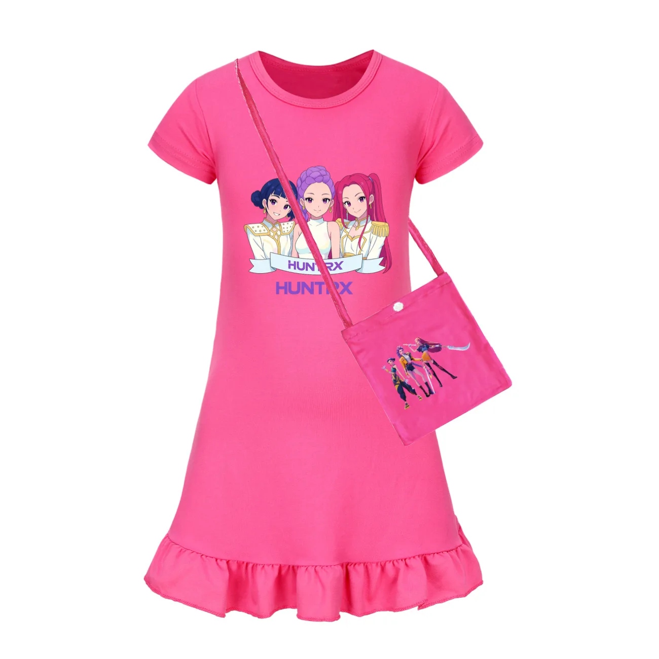 

Kpop Demon Hunters Huntrix Children Dress Girls Sleepwear Summer Baby Girls Nightgowns Kids Casual Home Pajamas Clothes
