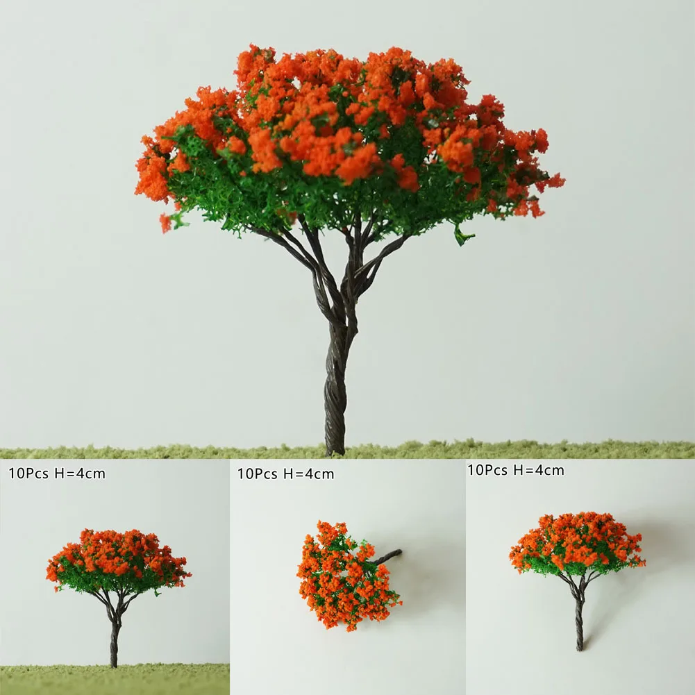 10Pcs/Lot Flower Model Train Trees Ball Shaped Scenery Landscape 1/100 Scale For Railway Road Kids Toy 4cm Model Flower Tree