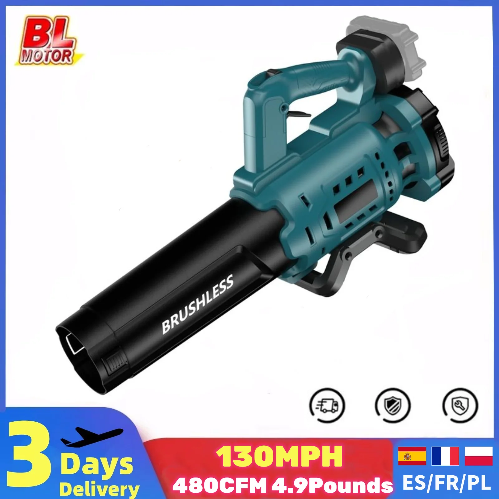 130 MPH Cordless Leaf Blower Electric Blower Battery Powered Snow Blower 480 CFM fit Makita 18v Battery handheld blower