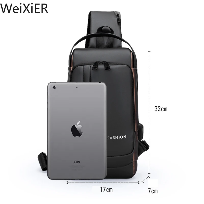 Running Large Capacity Men Usb Waterproof Sports Multifunction Shoulder Crossbody Bag Messenger Chest Sling Travel Pack for Male