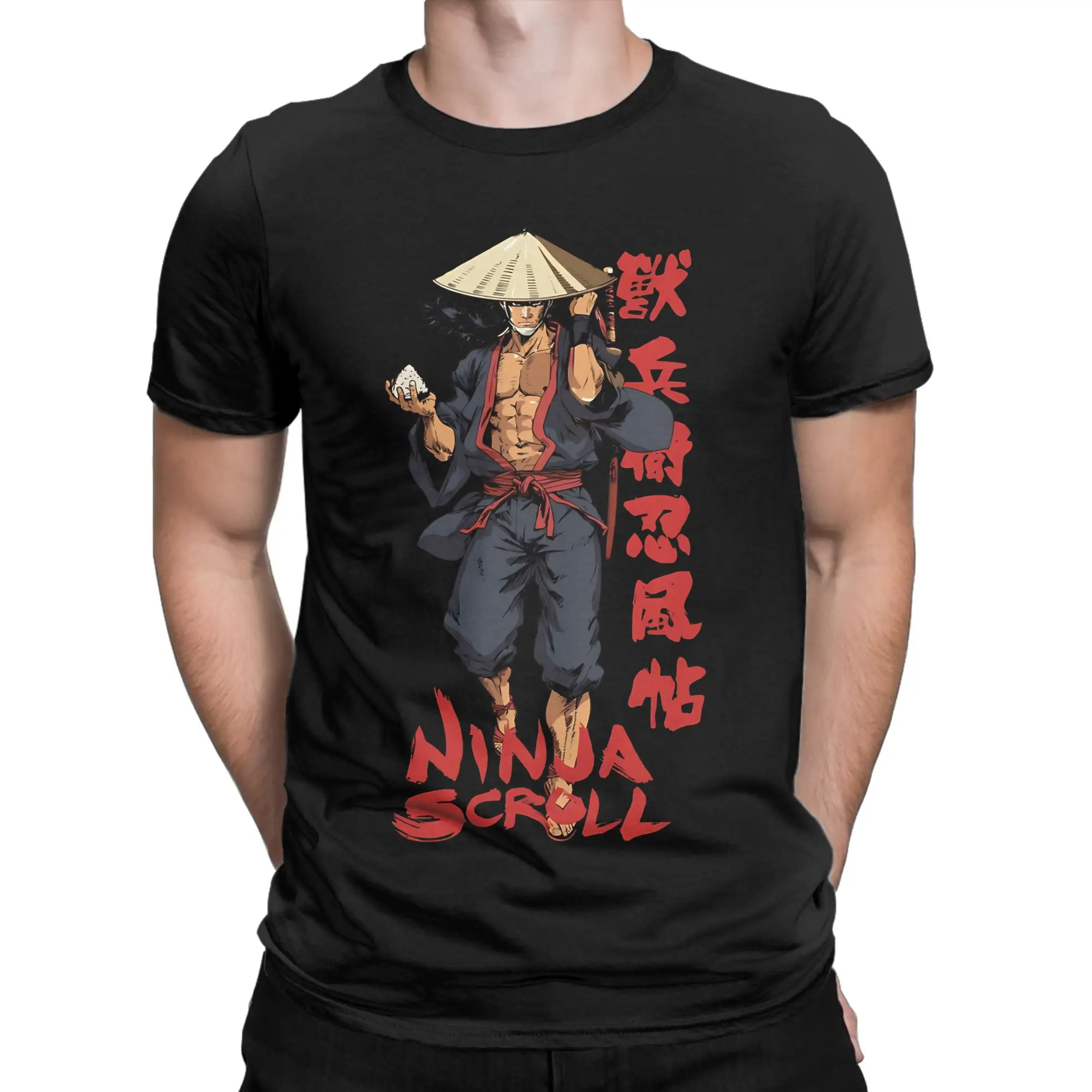 Jubei Kibagami Ninja Scroll T Shirts for Men Pure Cotton Humor T-Shirts Round Collar  Tee Shirt Short Sleeve Clothing 4XL 5XL