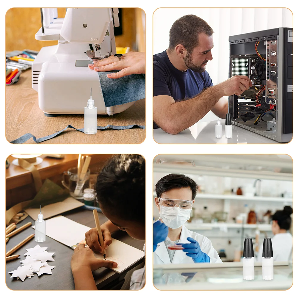 10 Pcs Bottle Transparent Storage Needle Squeeze Applicator with Fine Tip Bottles