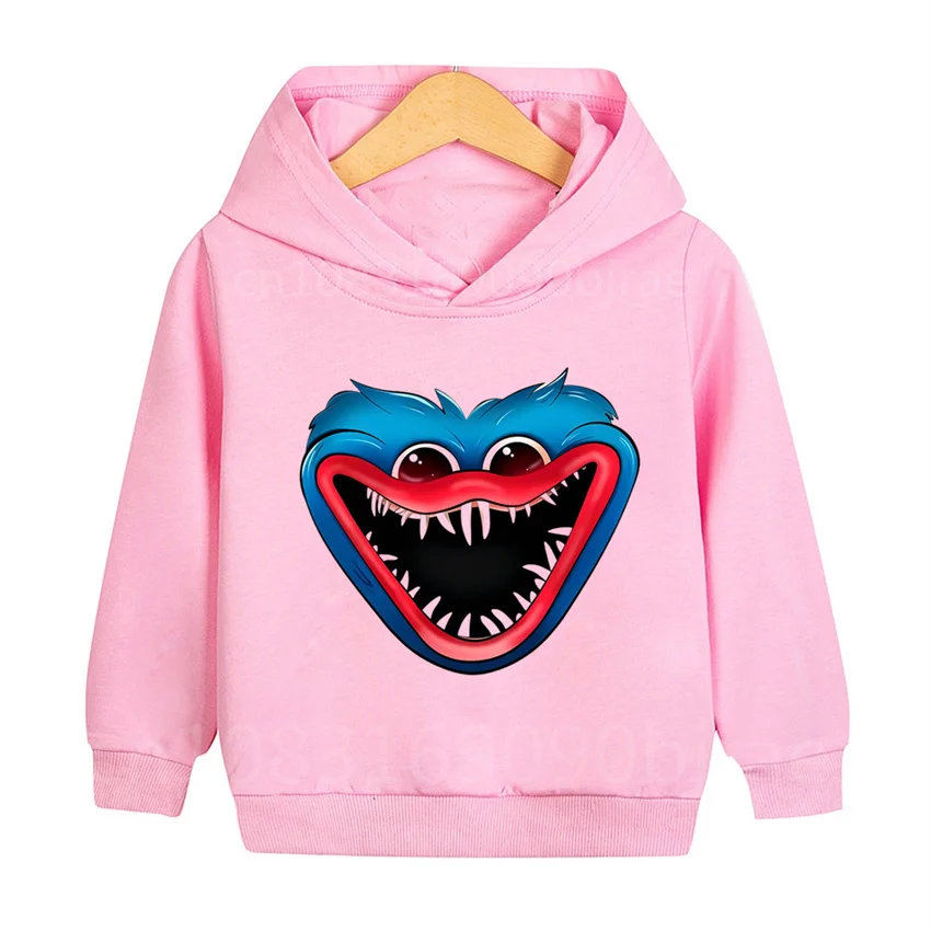 Huggy Wuggy Casual Hoodies Clothes Fashion Cartoon Big Mouth Children Autumn Sweatshirt Pullover Boys Girls Top Kids Sudadera