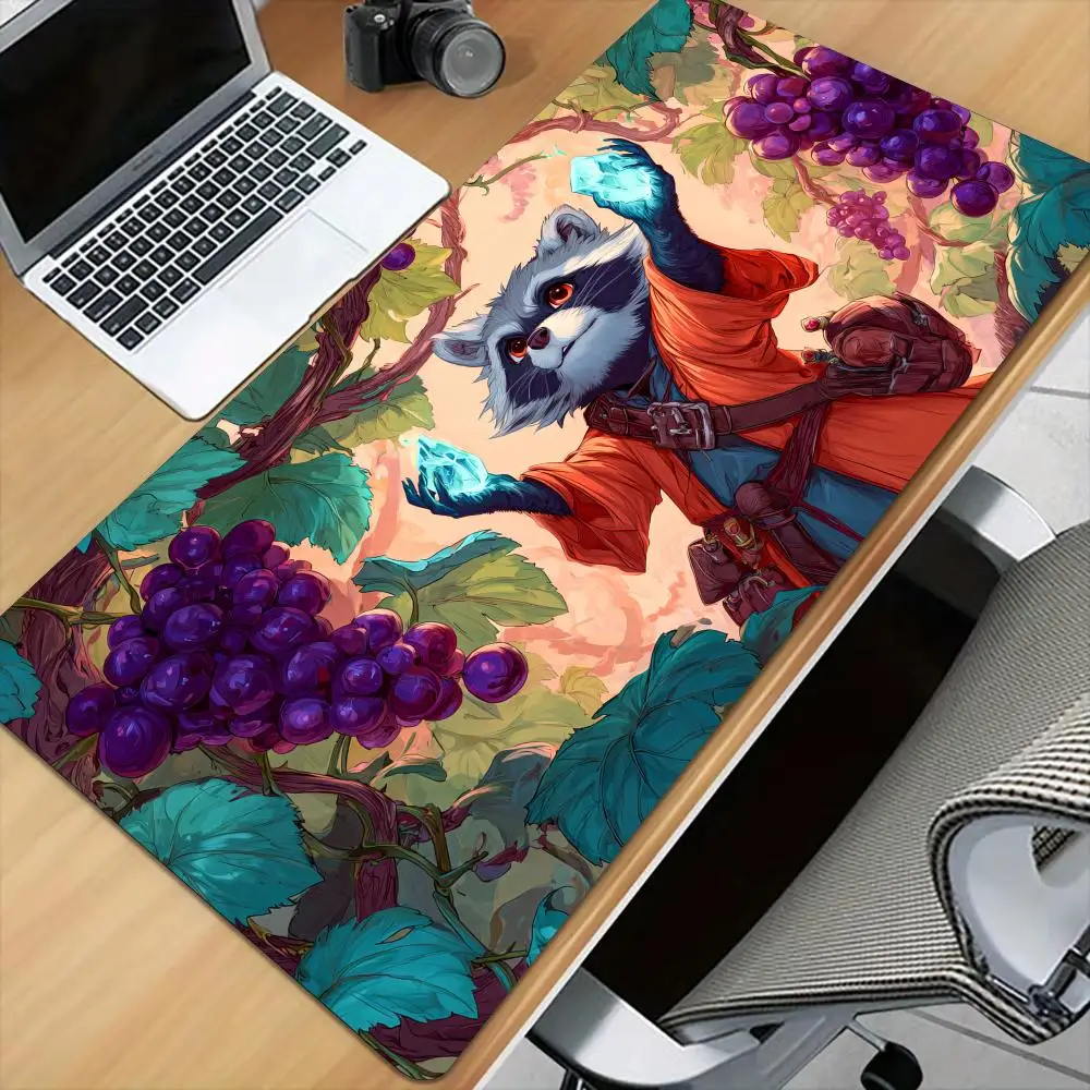 Magic Raccoon Adventurer Mouse Pad Desk Mat with Stitched Edge XXL Mousepads Rubber Anti-slip Gamer Keyboard Rug Gaming Mats