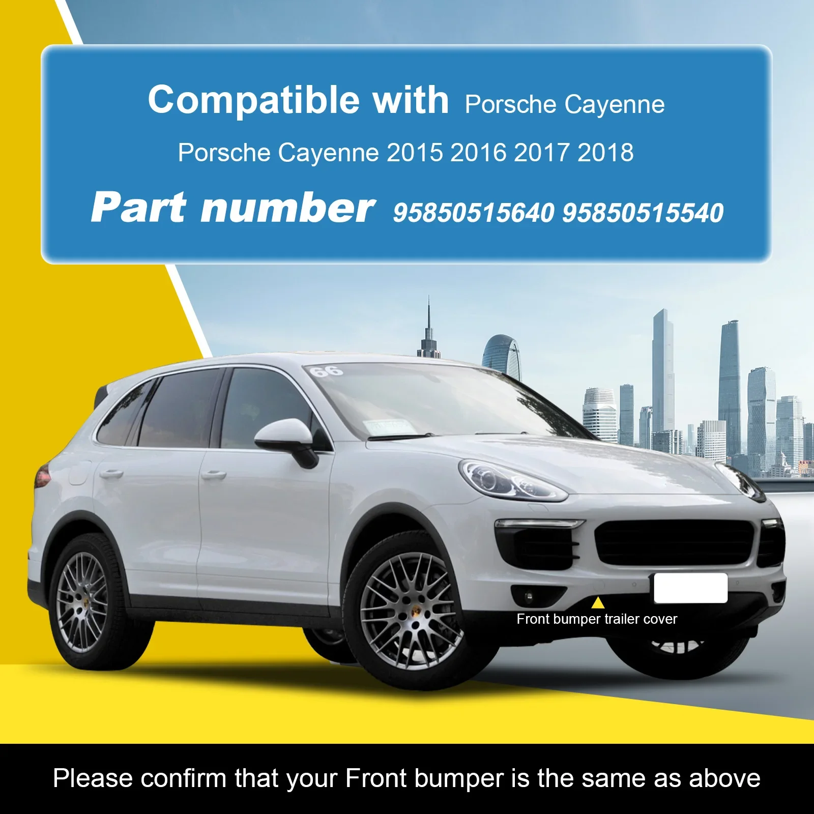 For Porsche Cayenne 2015-2018 92A 958.2 Front Bumper Tow Hook Cover Cap Fit Base GTS S Turbo Sport 95850515640 95850515540