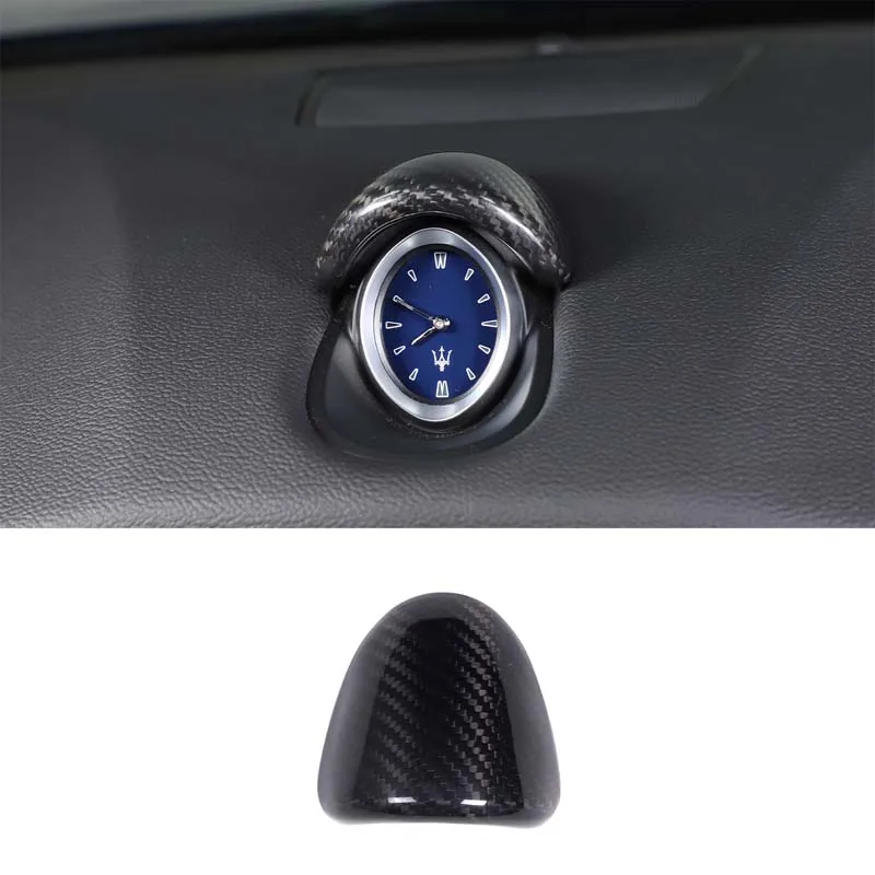 1 Uds. Para Maserati Ghibli 2014-2021 reloj central de coche de fibra de carbono Real cubierta decorativa cubierta de Base pegatina accesorios de coche