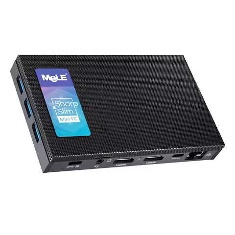 MeLE Quieter3C Fanless Mini PC, Celeron N5105, 8GB, 128GB, Full-Function USB-C, WiFi 5, Slim Desktop on Industrial, Home, Office