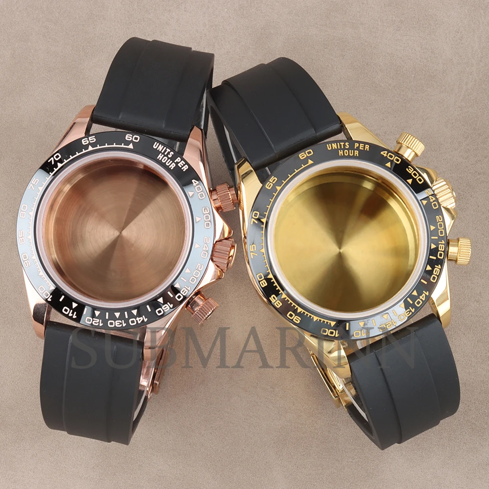 VK63 Dial Case 40mm Sapphire Glass Watch Case Stainless Steel VK63 Chronograph Case Waterproof For DAYTONA VK63 Quartz Movement