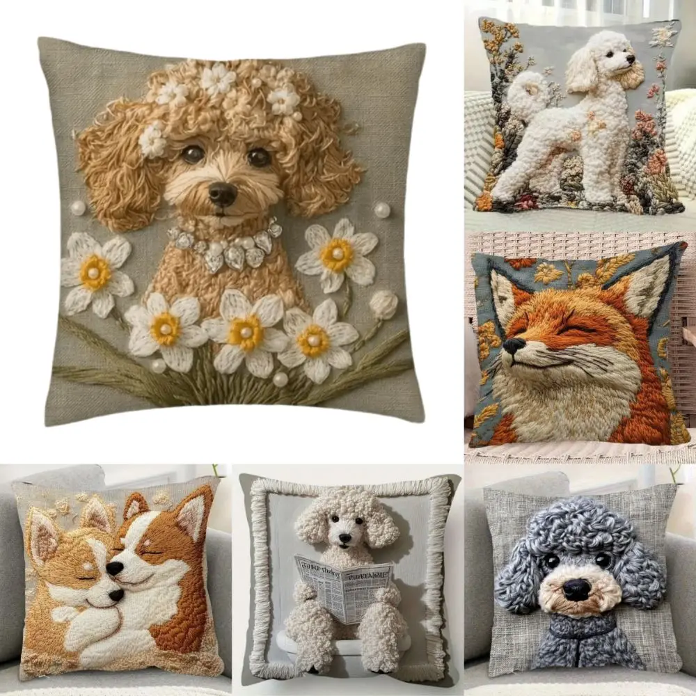 New Super Soft Pillowcase Simulated Embroidery 2D Pattern Pillow Case 45x45 Cute Animals Sofa Pillow Cover Home Decor