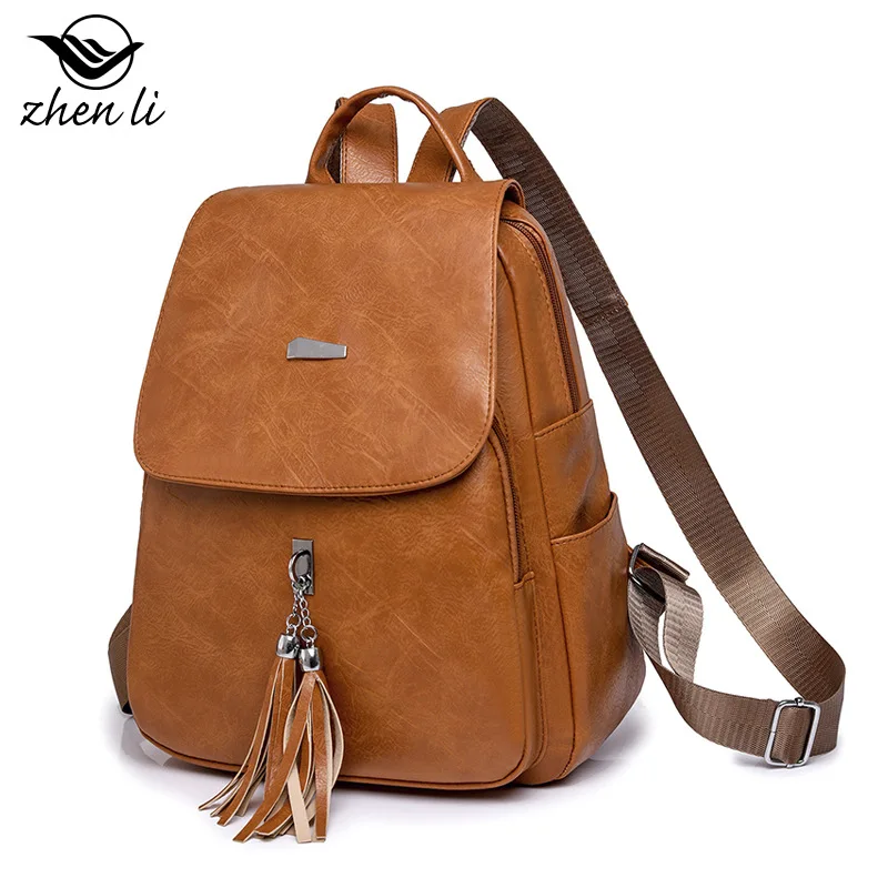 Bolsos elegantes de cuero PU para mujer, mochilas retro europeas y americanas de cuero PU para otoño 2025, mochilas para mujer