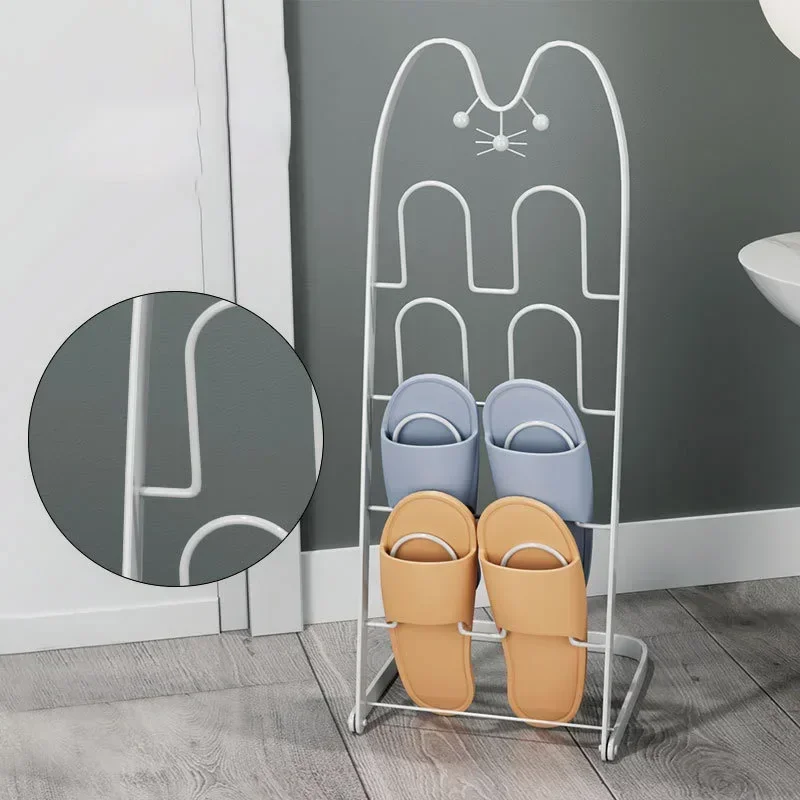 Space Saving Shelf Creative Simple Iron Cat Shoe Rack Slipper Storage Holder Organizer Drainage Drying for Living Room Bathroom