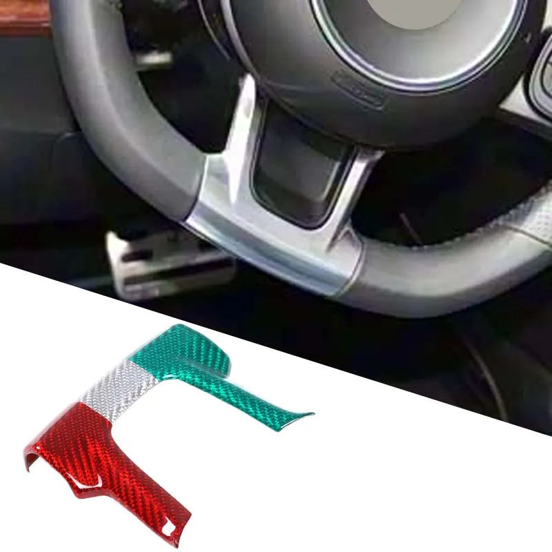 

For Fiat 500 Abarth 595 2017-2025 Real Carbon Fiber Car Steering Wheel Base Frame Decorative Sticker Protection Car Accessories